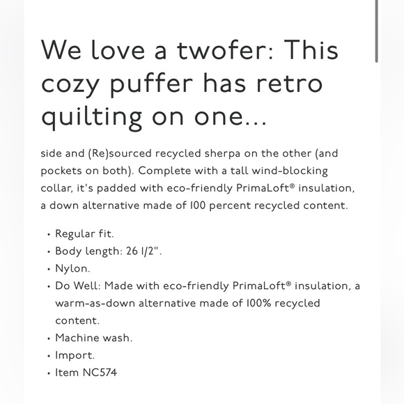 Madewell Reversible Sherpa Puffer Jacket - Picture 6 of 6